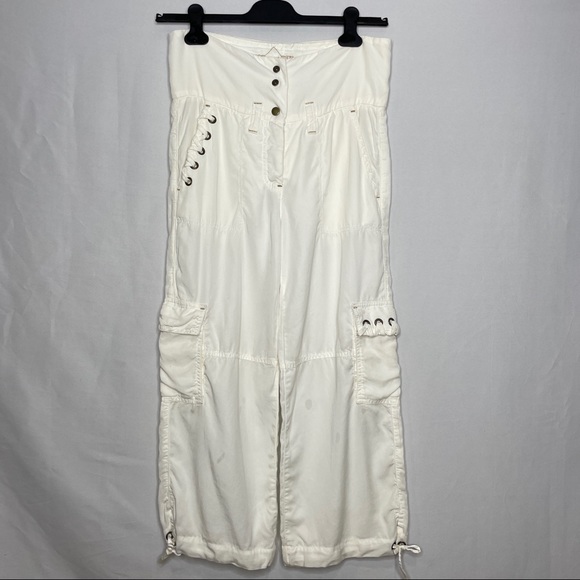 bebe Pants - flowy white Bebe wide leg creamcolored cargo pants